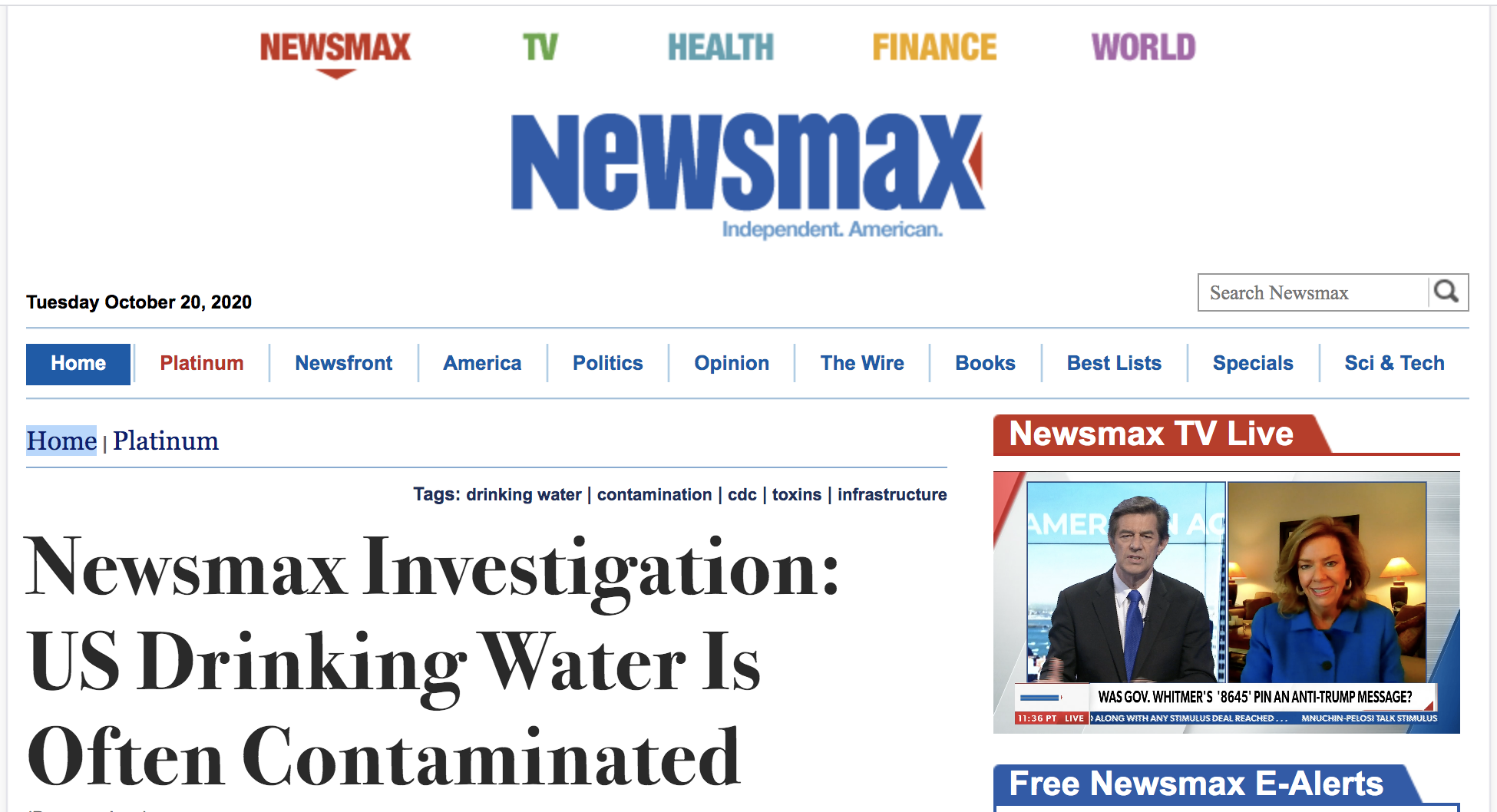 Newsmax' investigative article on drinking water