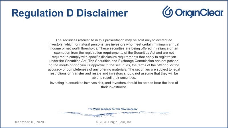 Regulation D Offering disclaimer