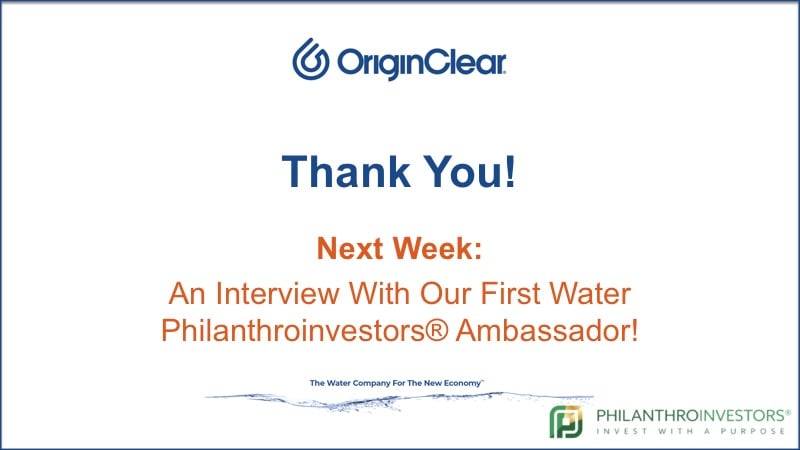Announcement of first Water Philanthroinvestor Ambassador being interviewed