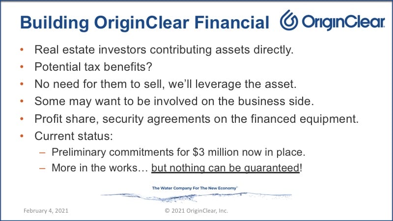 Building OriginClear Financial