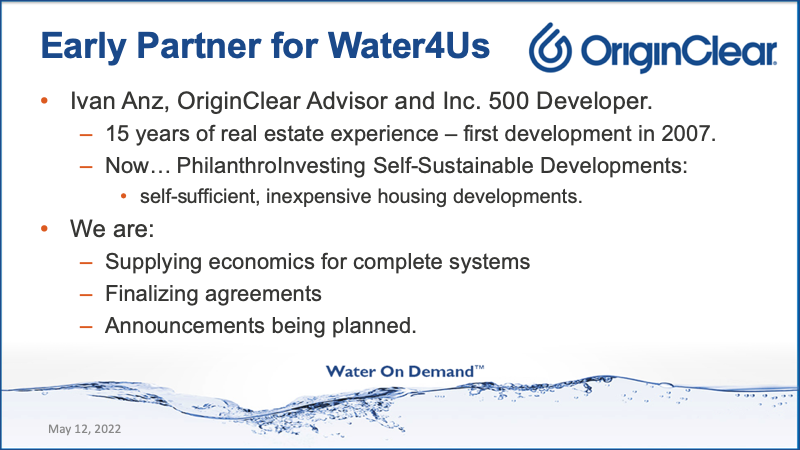 Eearly partner Water4Us